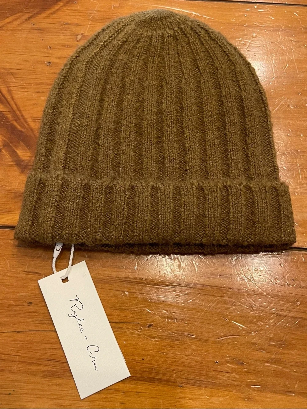 Rylee + Cru Ribbed Knit Beanie Set of 2 in Mocha and Agave